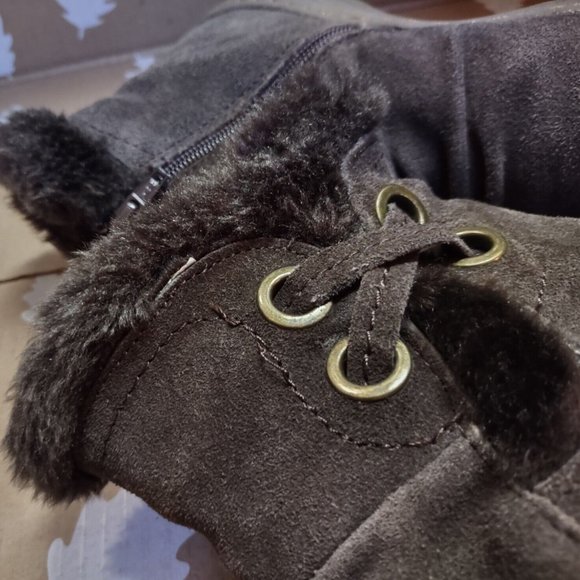 BareTraps Women's Adalyn Boot Brown Sueded Fur Lined Winter Shoe LN~Hardly Worn - Picture 5 of 12